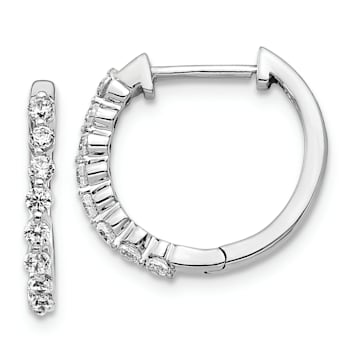 Rhodium Over 14K White Gold Lab Grown Diamond SI1/SI2, G H I, Hinged
Hoop Earrings
