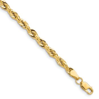 14k Yellow Gold 3.5mm Rope Link 18 Inch Chain