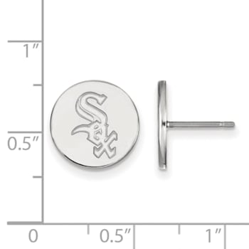 Rhodium Over Sterling Silver MLB LogoArt Chicago White Sox Post Earrings