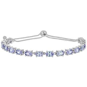 Tanzanite Bolo Tennis Bracelet In Sterling Silver 6.39ctw