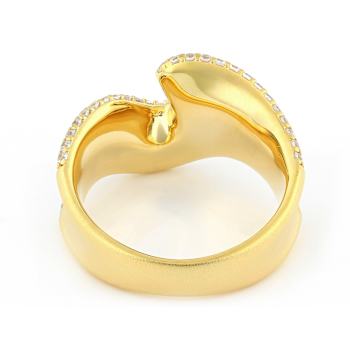 Sculptural Wave CZ Ring In 18K Gold Over Sterling Silver