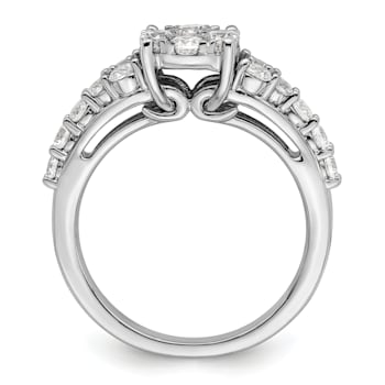 Rhodium Over 14K White Gold Lab Grown Diamond VS/SI GH, Cluster Ring 1.028ctw