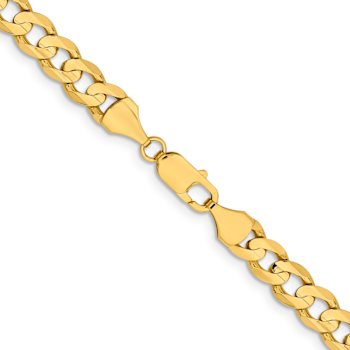 14k Yellow Gold 8.5mm Solid Open Concave Curb Chain