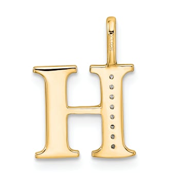 14K Yellow Gold Diamond Letter H Initial Pendant