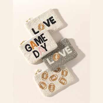 Shiraleah "GAME DAY" Glass Beaded Zip Pouch