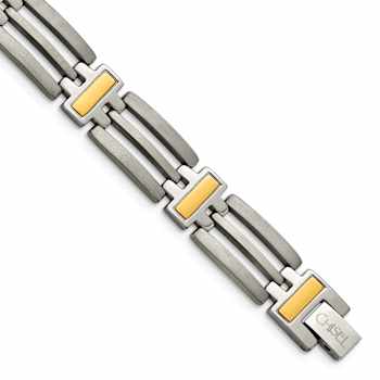 Titanium Brushed and Polished Yellow IP-Plated Bracelet