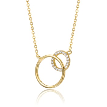 Entwined Triple Circle CZ Pave Necklace In 14K Gold Over Brass