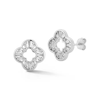 Sterling Statements Rhodium Over Sterling Silver Cubic Zirconia Open
Clover Studs