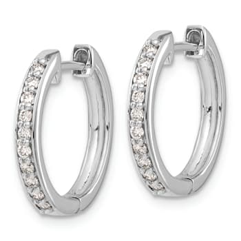 Rhodium Over 14K White Gold Lab Grown Diamond SI1/SI2, G H I, Hinged
Hoop Earrings