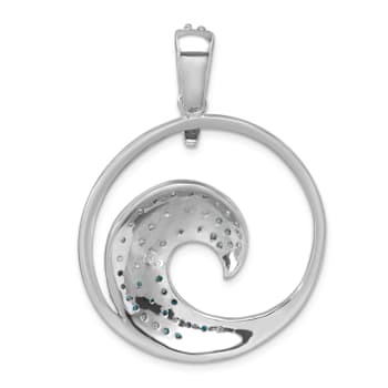 Rhodium Over Sterling Silver Polished Cubic Zirconia Wave Pendant
