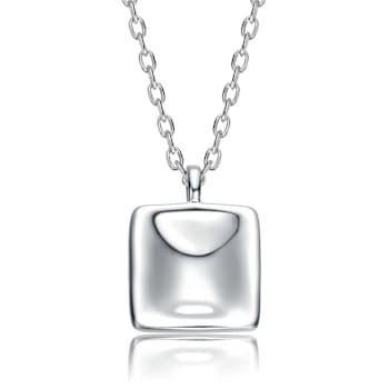 Square Pendant Necklace In Sterling Silver