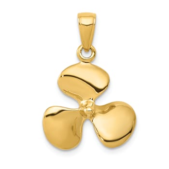 14k Yellow Gold 3D Polished Propeller Pendant
