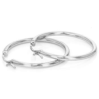 Classic Polished Hoop Earrings In Sterling Silver 1.0"