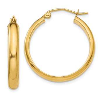 14k Yellow Gold 13/16" Round Tube Hoop Earrings