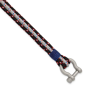 Blue Paracord and Stainless Steel with Multi-Strand 8.5-inch Bracelet