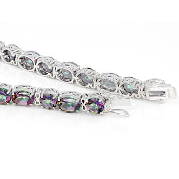 Multicolor Mystic Topaz Rhodium Over Sterling Silver Bracelet 32.30ctw
