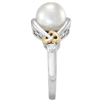 Freshwater Pearl and Diamond Accent Sterling Silver/14K Gold Over
Sterling Silver Love Knot Ring
