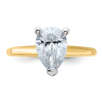 14K Yellow Gold With White Gold Accents 2 ct. G H I True Light Pear
Moissanite Solitaire Ring