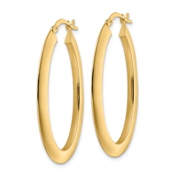 14k Yellow Gold Polished 1 1/2" Oval Hoop Earrings
