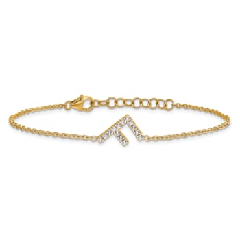 14k Yellow Gold Diamond Sideways Letter F Bracelet