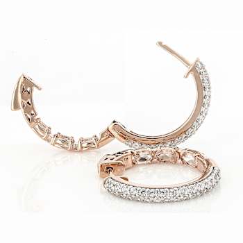 Morganite And White Zircon Hoop Earrings In 18K Rose Gold Over Sterling
Silver 3.34ctw