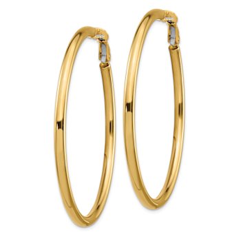 14k Yellow Gold 2 1/16" Polished Round Hoop Earrings