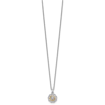 Rhodium Over Sterling Silver with 14K Accent and Diamond 18-inch Necklace