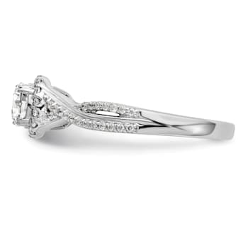 Rhodium Over 14K White Gold Lab Grown Diamond Complete Halo Engagement
Ring 0.74ctw