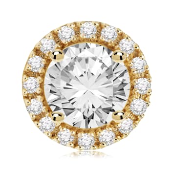 White Cubic Zirconia 14k Yellow Gold Earrings With Velvet Gift Box 1.20ctw