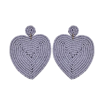 Off Park® Collection, Purple Seed Bead Heart Shape Earring