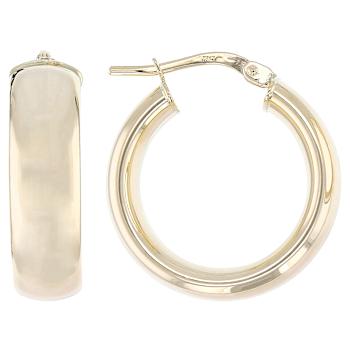 Satin Finish Hoop Earrings In 14K Gold
