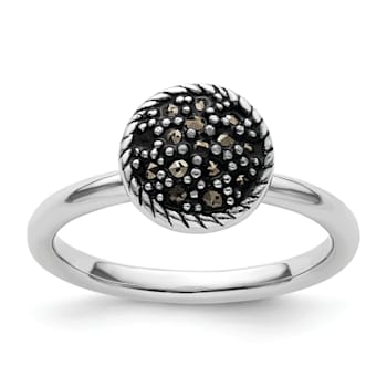 Rhodium Over Sterling Silver Stackable Expressions Marcasite Ring