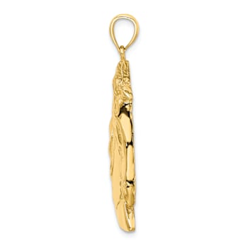 14k Yellow Gold Textured Horse Head with Long Mane Pendant