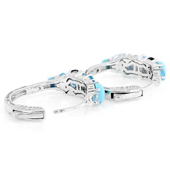 Multi-Stone Blue Drop Earrings In Platinum Over Sterling Silver 3.92ctw