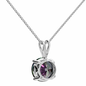 Multi-color Cubic Zirconia 14k White Gold Pendant With Chain 2.00ctw