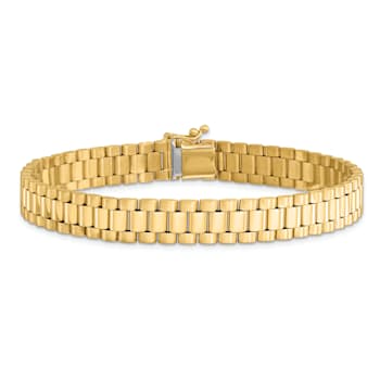 14K Yellow Gold Men's Satin and Polished 8-inch Link Bracelet