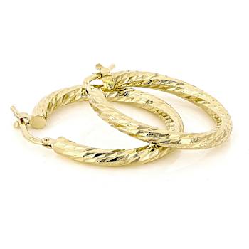 Diamond-Cut Hoop Earrings In 18K Gold Over Bronze 1 Inch