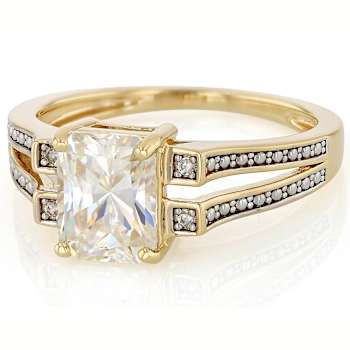 Diamond Simulant Rectangular Octagonal Solitaire Ring In 18K Gold Over
Sterling Silver 3.34ctw