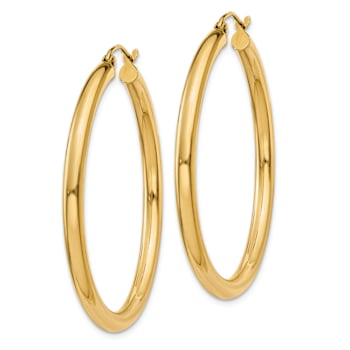 14k Yellow Gold Polished 1 9/16" Tube Hoop Earrings