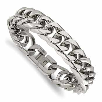Stainless Steel 16mm Polished Heavy Curb Link Bracelet