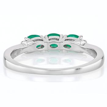 Emerald And Lab-Grown Diamond Three-Stone Ring In Sterling Silver