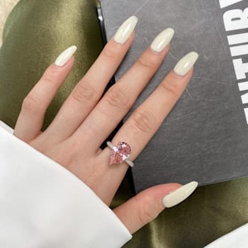Pear Shape Pink and Round White Cubic Zirconia Accents Sterling Silver Ring
