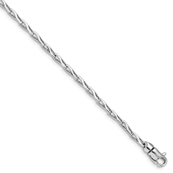Rhodium Over 14k White Gold 2.75mm Hand-polished Fancy Link Bracelet
