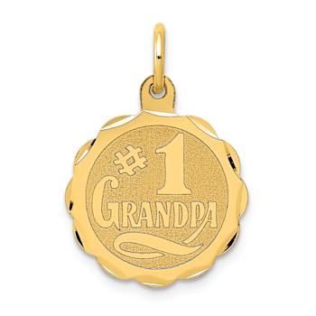 14K Yellow Gold Number 1 GRANDPA Disc Charm
