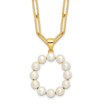 Gold Tone Sterling Silver 3-5.5mm Freshwater Cultured Pearl LETTER O
18-inch Necklace
