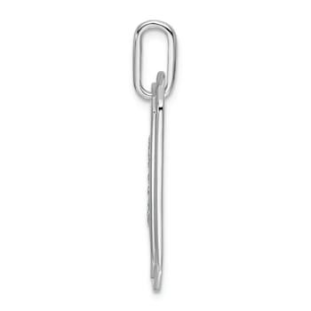 Rhodium Over 14k White GoldDiamond Initial C Dog Tag Charm