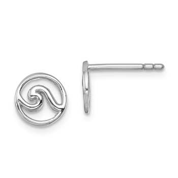 Rhodium Over Sterling Silver Polished Wave Post Earrings