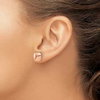14k Rose Gold Polished 10mm Puffed Square Stud Earrings