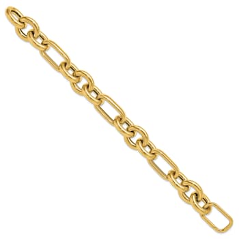 14K Yellow Gold Round and Oval Open Link 8.25 Inch Bracelet