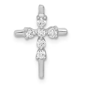 Rhodium Over 14k White Gold Diamond Cross Chain Slide Pendant